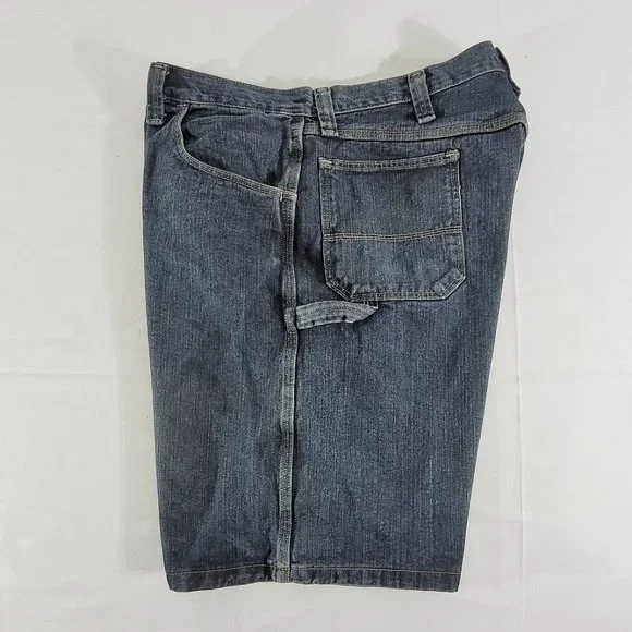 EUC WRANGLER Men's 38 (Actual 39" x 10") Denim Carpenter Shorts Dark Wash Blue - Picture 3 of 4